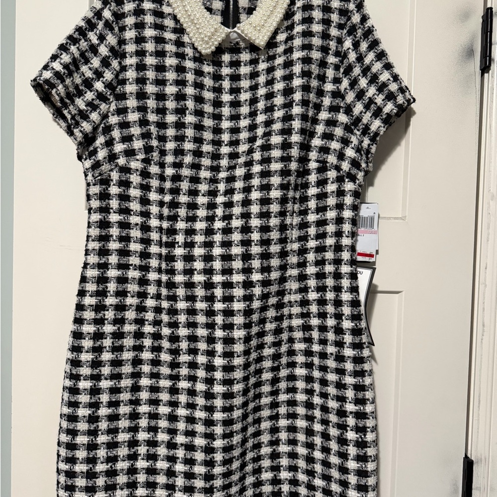 City Studio Black and White Plaid Mini Dress